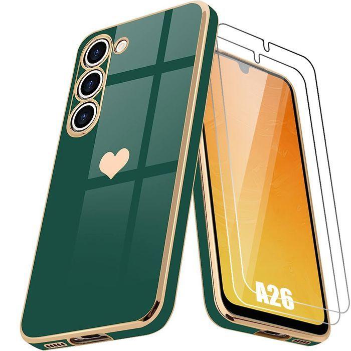 Coque de protection - BOOLING - Samsung Galaxy A26 5G - Souple TPU - Motif Cœur - 2 Verres Trempés