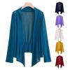 Women Coat Solid Color Cardigan Blouse Casual Loose Quick Dry Long Sleeve Quick Dry Thin See-through Open Stitch Sunscreen AC Warm Jacket