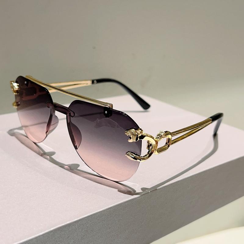 Rimless Pilot Sunglasses Men Fashion Vintage Gradient Casual Shades Women Trendy Brand Design Outdoor Decor Sun Glasses