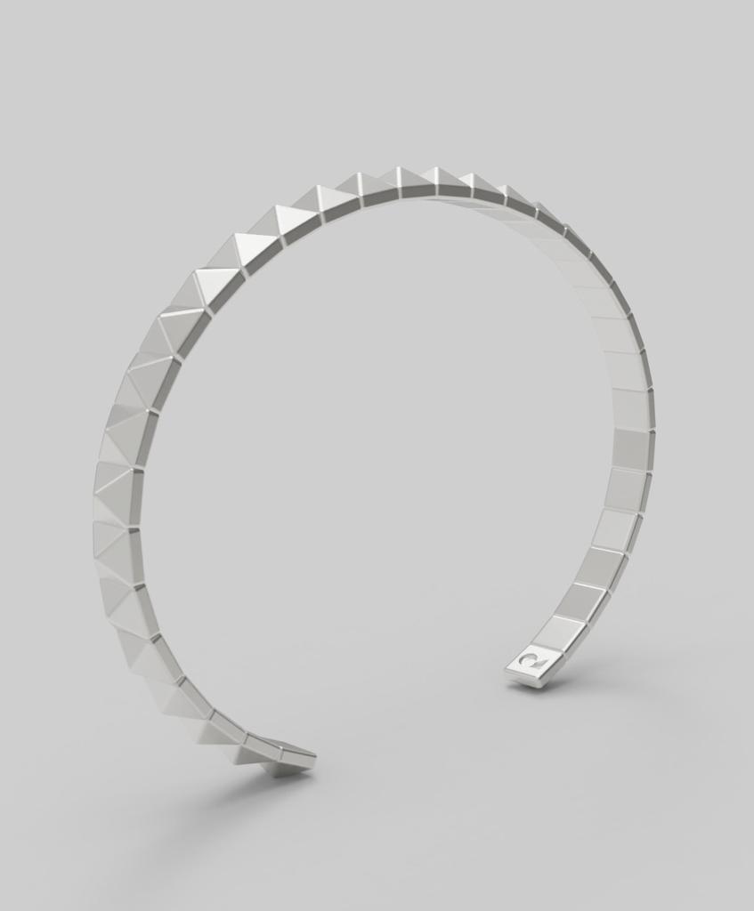 Reneobjet Mod Cuff Bracelet [925 Sterling Silver] Pyramid Point Cuff 925 Silver Bracelet