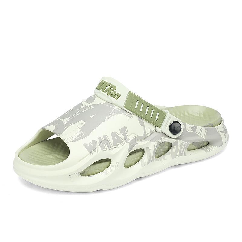 

Мужские шлепанцы-вьетнамки двойного назначения с камуфляжным принтом букв: Спортивные сандалии на толстой подошве для лета, для улицы и пляжа, для повседневной носки 45/46 зелёный