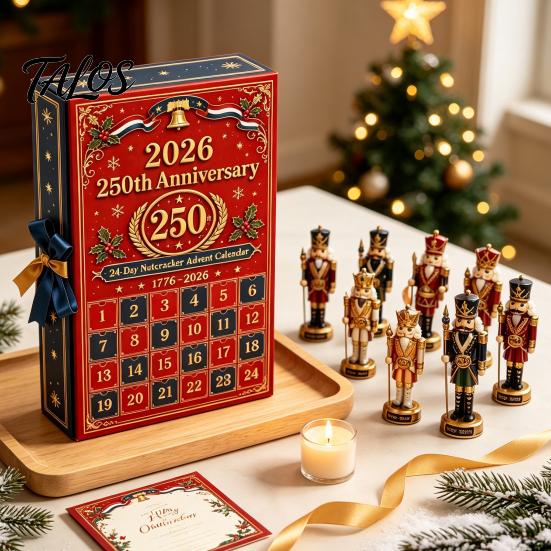 Christmas Tree Decoration 2026 Nutcracker Advent Calendar, 24-Day Retro Soldier Figure Countdown Set, 2D Interactive Holiday Toy Flat Acrylic Hanging