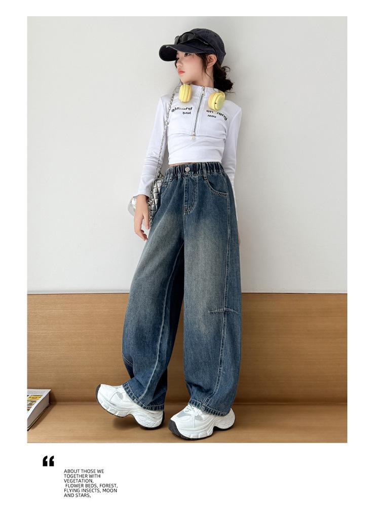 Mädchen 2025 Trendige Scimitar Jeans - Modische Freizeithose für große Mädchen, Perfekt für die Frühlings- und Herbstsaison