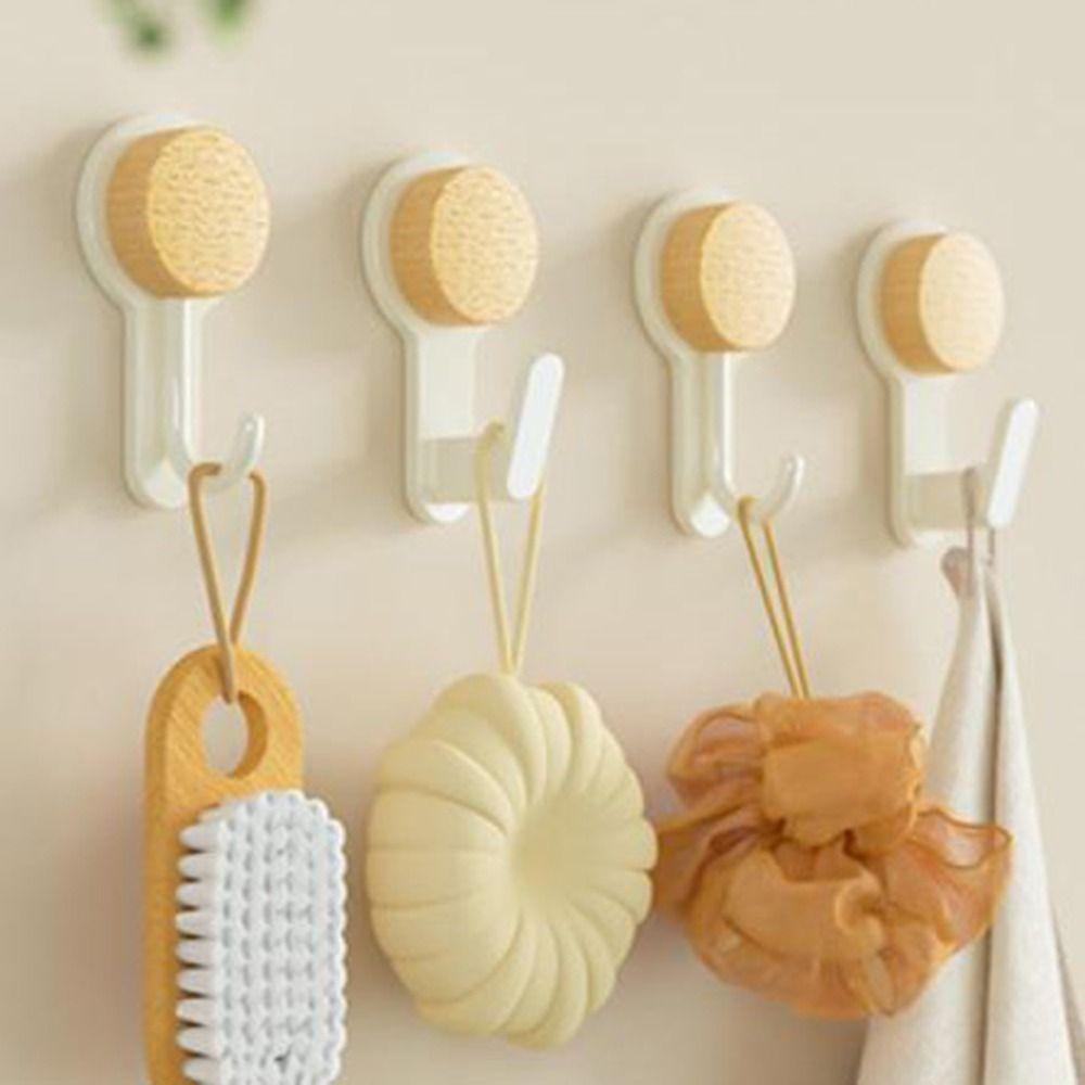 

Iron Wall Hanging Door Hook White Wood Key Holder Fashion Key Ring Storage Rack Bathroom