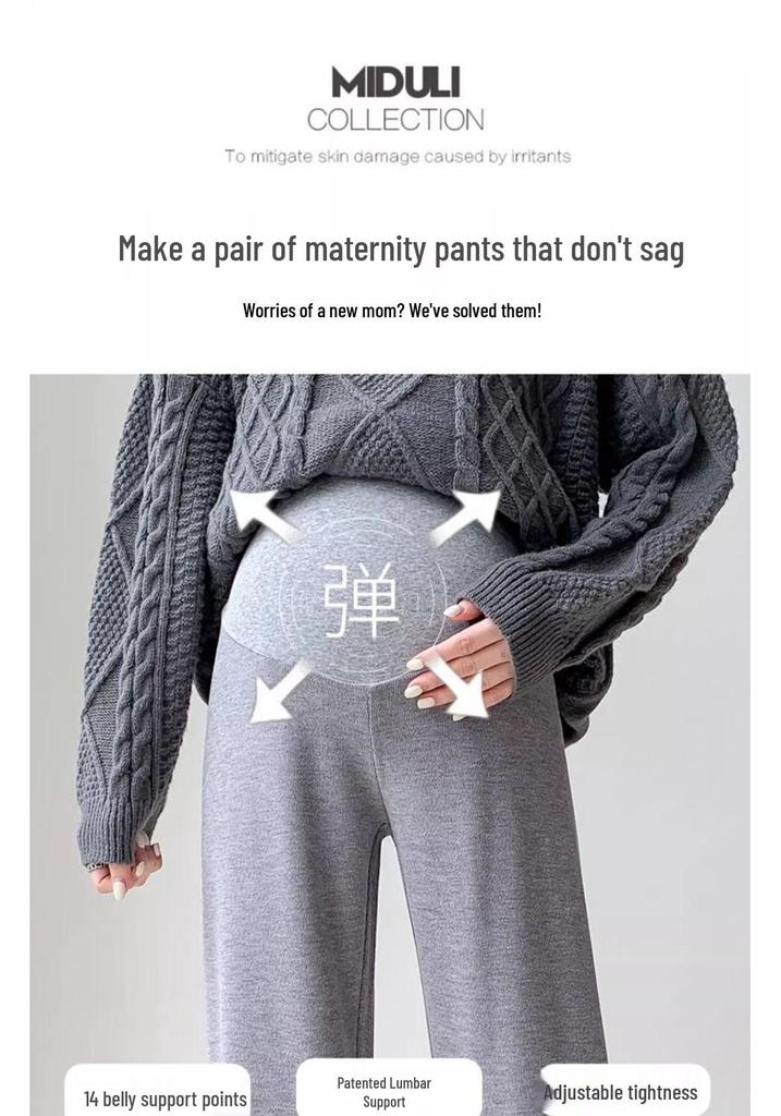 Pantaloni a gamba larga premaman: Taglia Comoda, Pancia Non Costretta, Vestibilità Petite, Velluto, Primavera/Estate 2026
