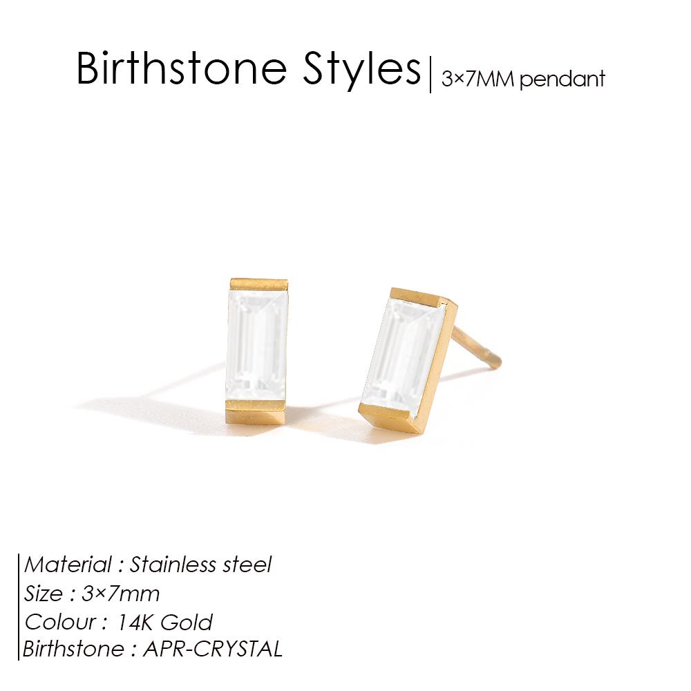 EManco Stainless Steel Gold-Plated Colorful Birthstone Earrings High-end Rhinestone Jewelry Gifts