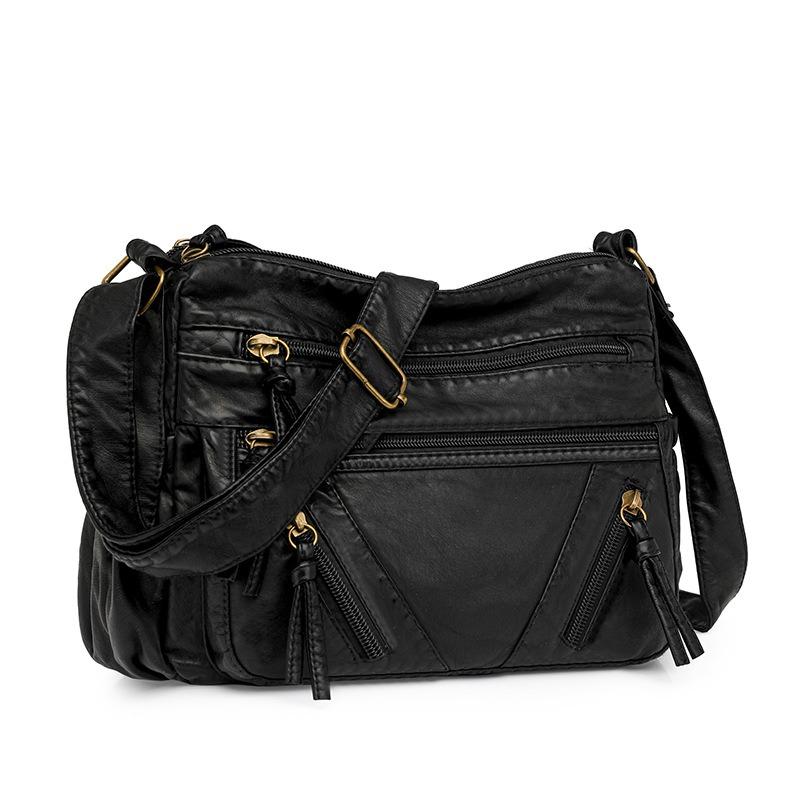 New messenger bag medium fashion women's bag soft leather large capacity multi-layer shoulder bag