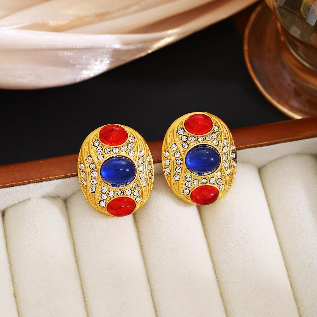 Pendientes Vintage de Estilo de Corte con Pedrería y Esmalte - Exquisita Joyería de Plata 925