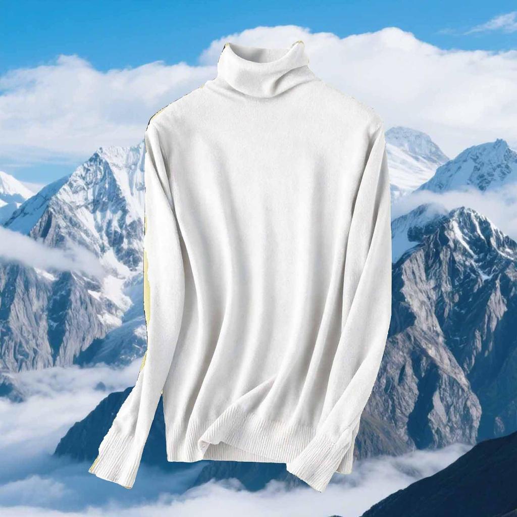 Dam Slim Fit Temperament Ull Långärmad Sömlös Polotröja