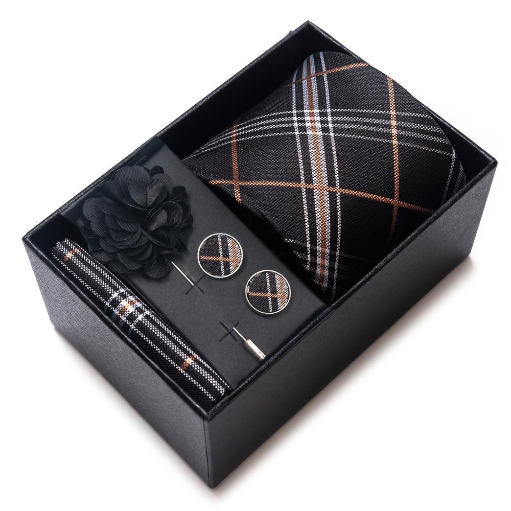 Tie Men'S Suit Accessories Cufflinks Square Scarf Corsage Tie Premium Suit Gift Box Packaging