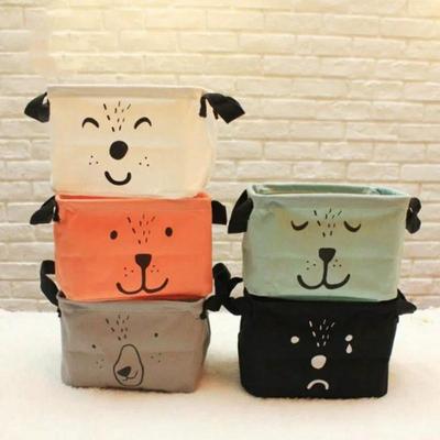 2pcs Linen Desk Storage Box Miscellaneous Storage Box Household Fabric Cosmetic Stationery Cartoon Animal Storage Box