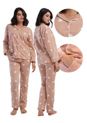 Women's Fleece Pajamas XL Vienetta Long Pants and Long Sleeve Zip-Up