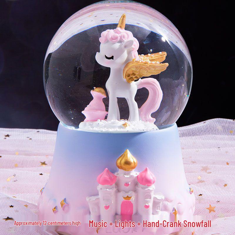 Crystal Ball 8-Note Music Box with Snowflakes and Light-Up Feature – Ideal Birthday Gift for Girls, Children, and Best Friends