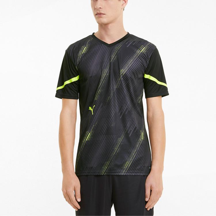 Puma Football Training Print V-Neck Casual Sport Short-Sleeve T-Shirt Men Tops Black 657209-40