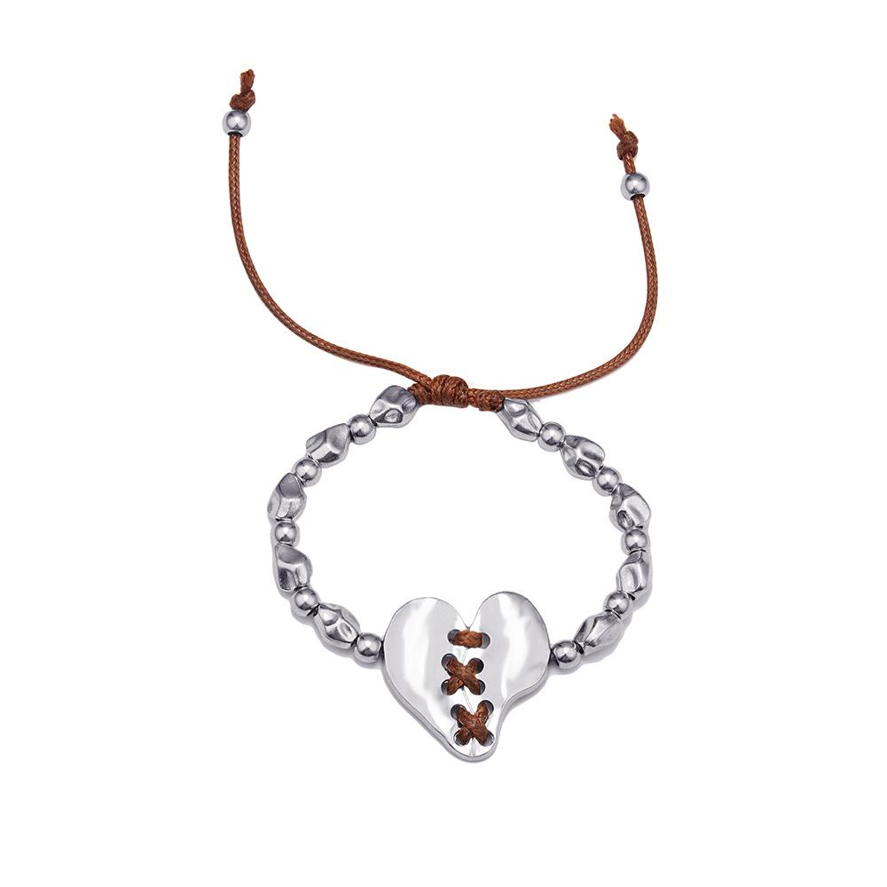 

JMXD Bohemian Heart Pendant Wax Cord Necklace Vintage Retro Artistic Fashion Accessory Unique Design for Women