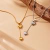 Fashion Minimalist Metal High End Cool Heart Pendant Fringe Chain Gold Necklace