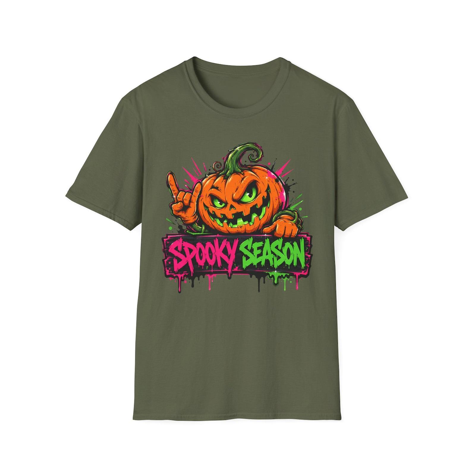 Spooky Season Pumpkin Jack-O-Lantern T-Shirt | Halloween Graphic Tee | Fall Vibes Shirt | Trick or Treat Tee | Pumpkin Lover Gift S