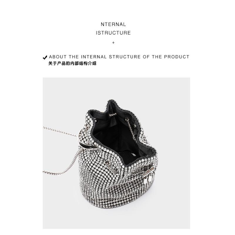 Flash diamond light luxury rhinestone bag inlaid brick women's dinner party full diamond portable bucket bag crossbody chain bag