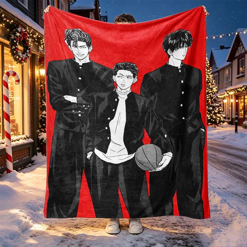 SLAM DUNK Pattern Blanket for Home Decoration, Bed, Sofa, Car Travel, Camping, Suitable for All Seasons, Birthday Christmas Gift