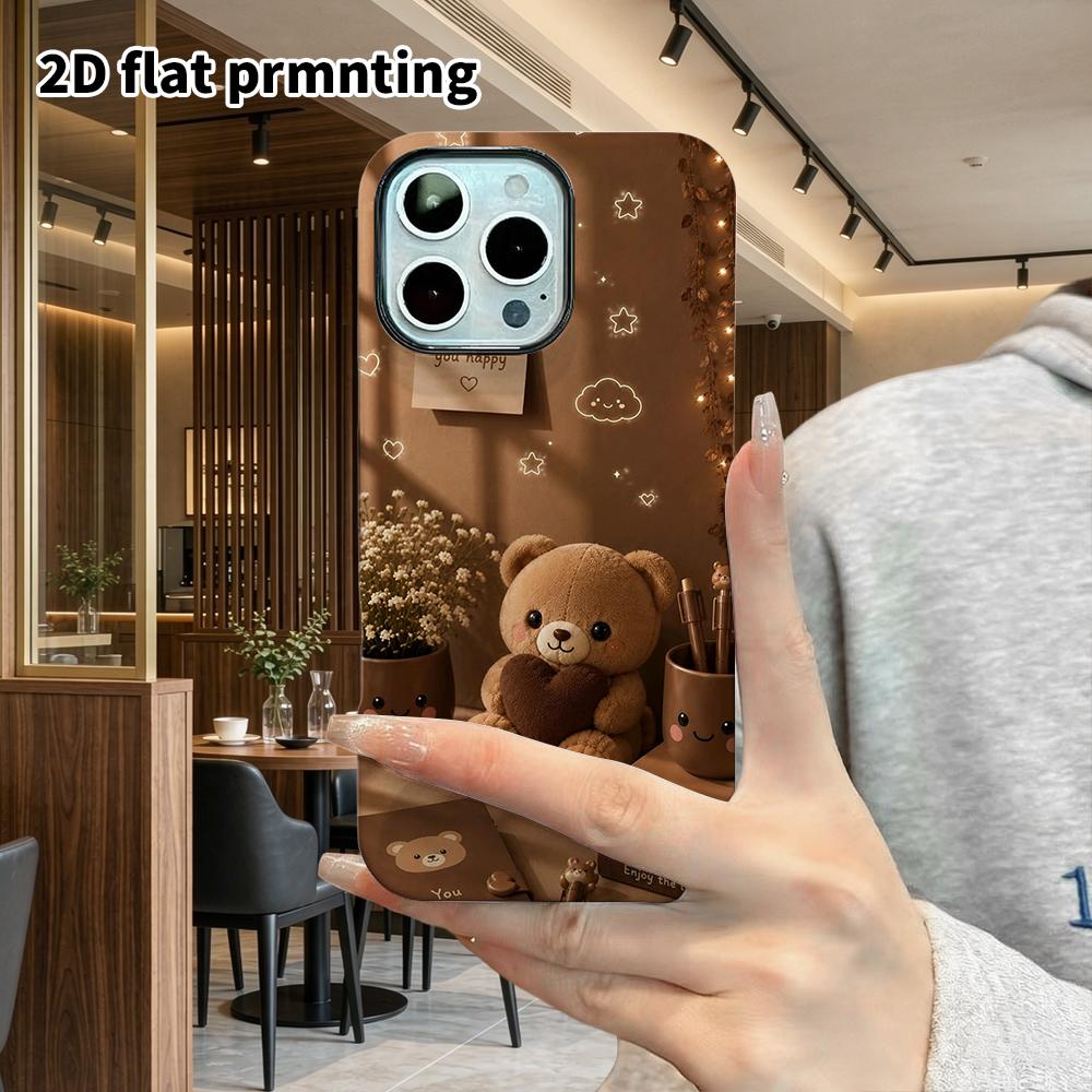 Phone Case: 2D Flat Design Suitable for iPhone 18 17 16 15 14 13 Pro Film Protective Case, Couple Style, Brown Little Bear, Christmas and Halloween Gi