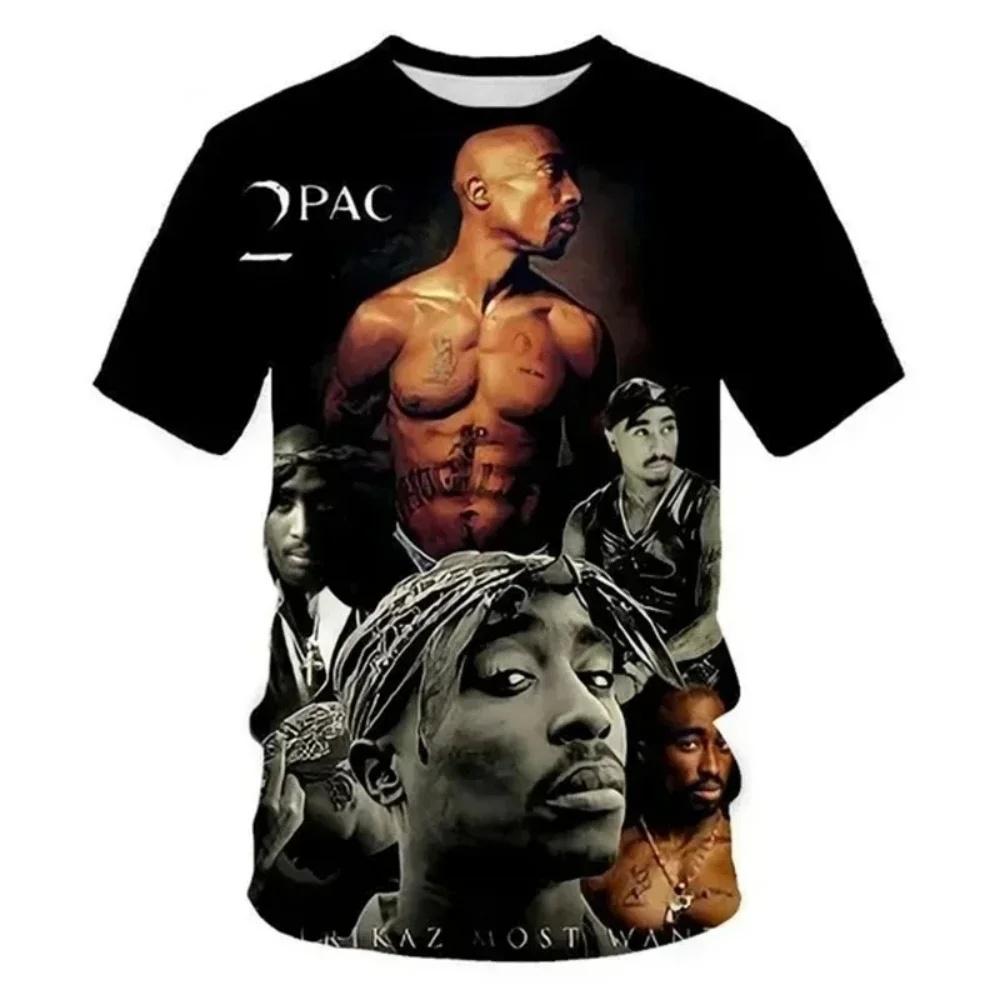 New Harajuku Men T-Shirt Fashion 2pac Graphic Hip Hop Streetwear Short Sleeve Summer Tops Casual Designer