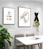 Nordic Abstract Poster Line Face Canvas Painting Wall Art Pink Style Letter Lucky You Pictures For Living Room Modern Decorative No Frame