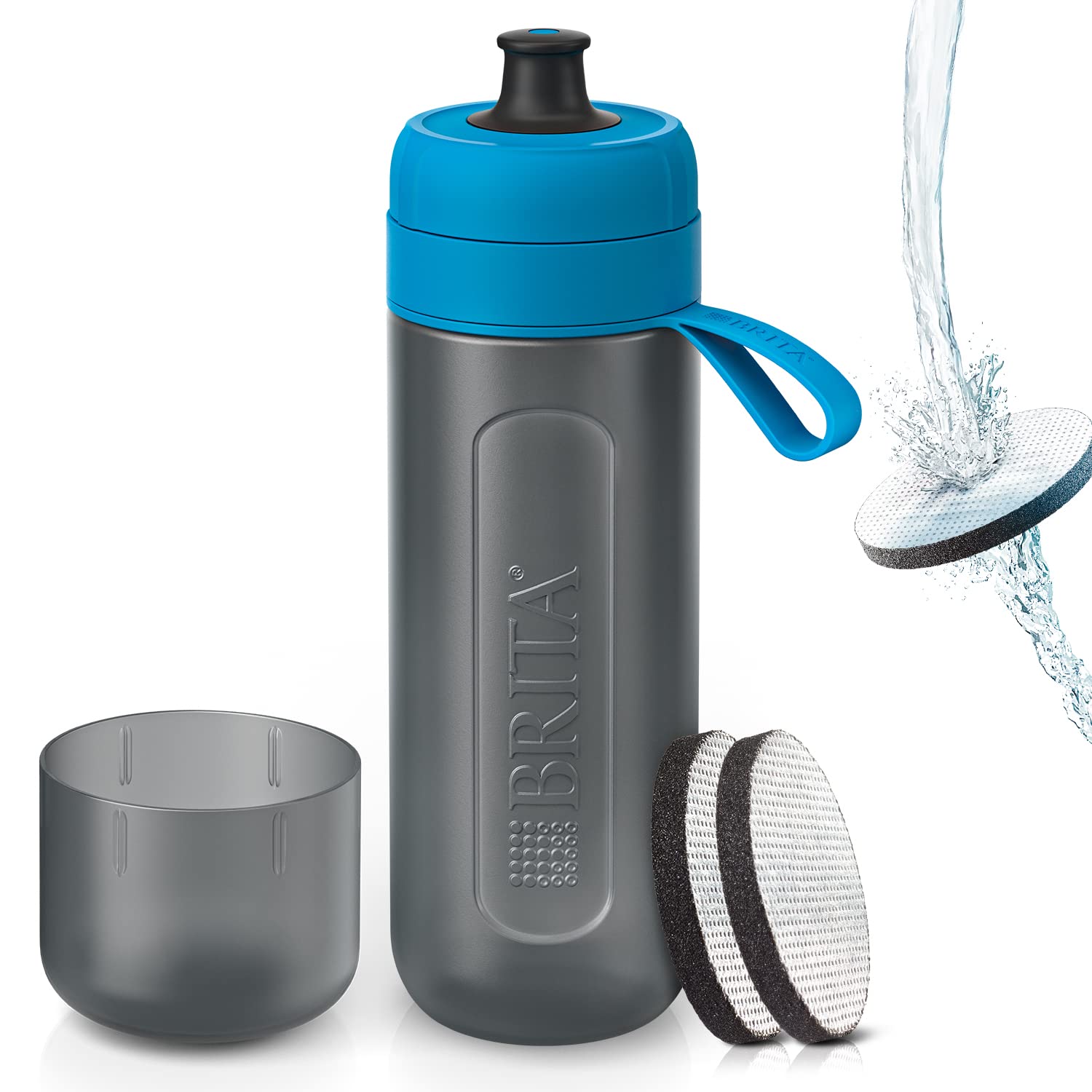 Brita Portable Water Bottle, 600ml, Active Blue, with 2 MicroDisc Filters [Genuine Japanese Product]
