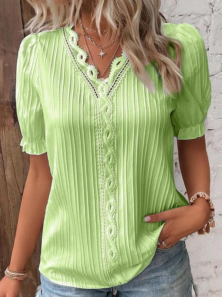 Summer 2023 Women's Fashion Hollow Short-Sleeved Shirt
