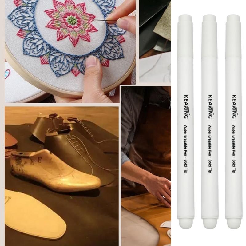 10Pcs Water Erasable Fabric Marker 1.0mm Broad Tip Water Soluble Fabric Marking Pen for Clothing Tailoring Sewing Craft