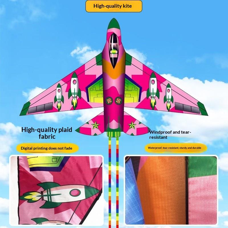 Fighter Jet Kite for Kids Giant Airplane Shape with Vibrant Colors 120cm Size Long Tail for Park and Beach Play