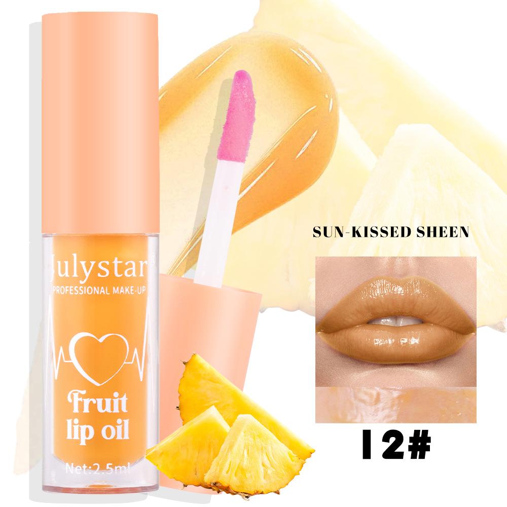 Julystar 20 Color Fruit Lip Gloss Pearlescent Dudu Lip Moisturizing and Moisturizing Mirror Water Light Temperature Changing Lip Oil