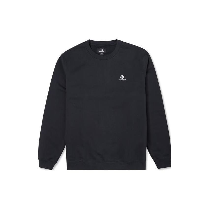 Converse Go-To Embroidered Star Chevron Brushed Back Fleece Crew Sweatshirt Asia Sizing Black Men s 10024510-A01 S