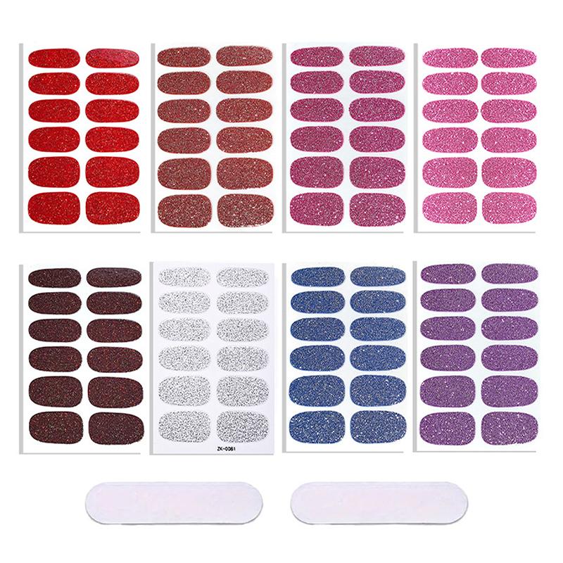 Gradient-Stil Nagellack-Aufkleber Set Selbstklebend Wasserdicht Glitzer Falsche Nagel-Aufkleber