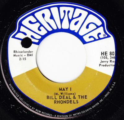 7-Zoll-Schallplatte BILL DEAL & THE RONDELLS - May I / Day By Day My Love Grows St HE803 Heritage 1968 US Soul/Funk Gebraucht