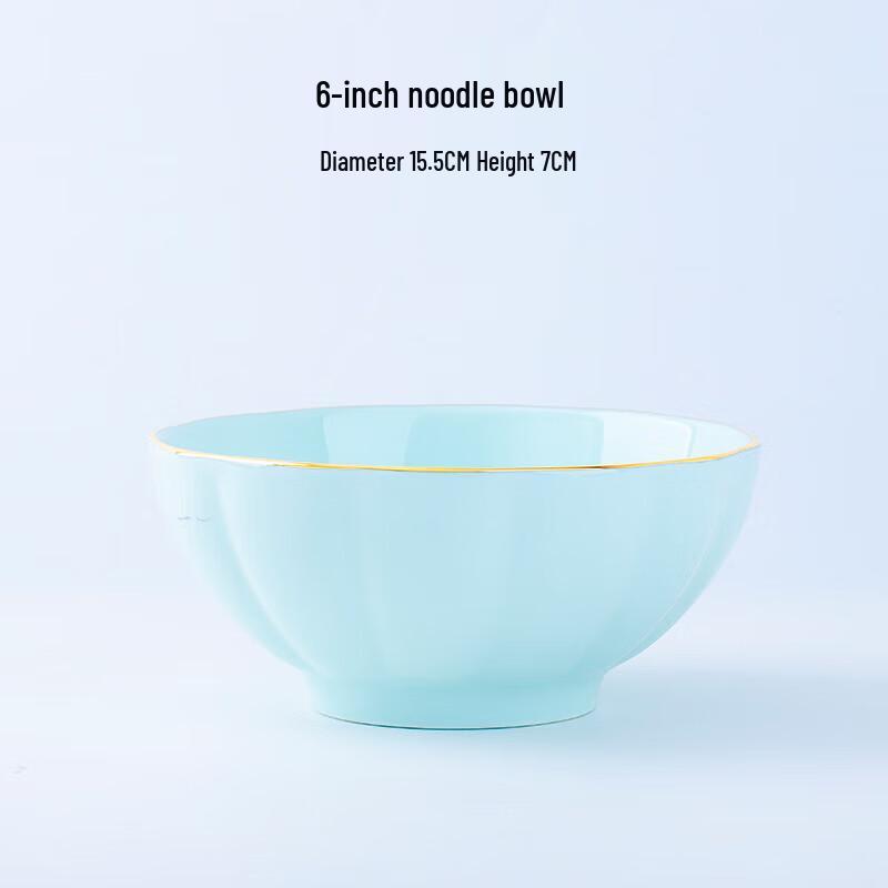 Pumpkin Green Ceramic Noodle Bowl Set (5-Pack)