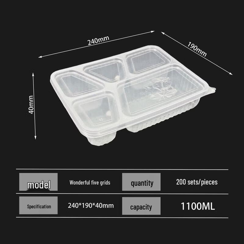 

ZLIII Disposable 5-Compartment Takeaway Lunch Box