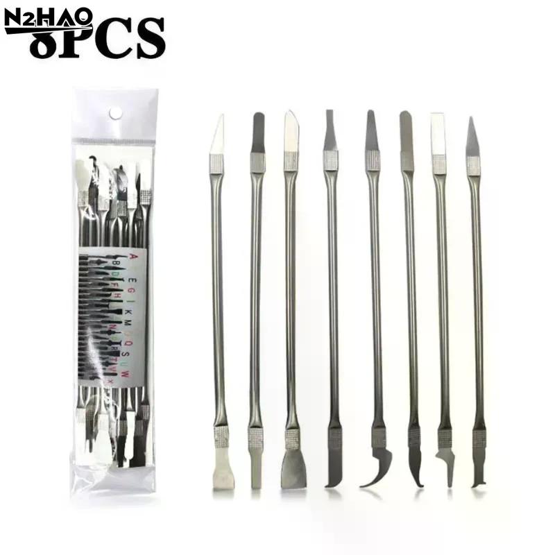 8pcs/1set Stainless Steel CPU IC Glue Remover Phone Repair Tool Chip Repair Repair Hand Tool For Mobile Phone Computer