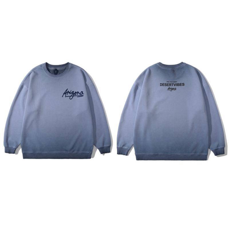 Pánské tričko s tlustým kulatým výstřihem s potiskem ve stylu American Vintage--Lehké a nemačkavé, všestranný dojíždějící svetr s dlouhým rukávem