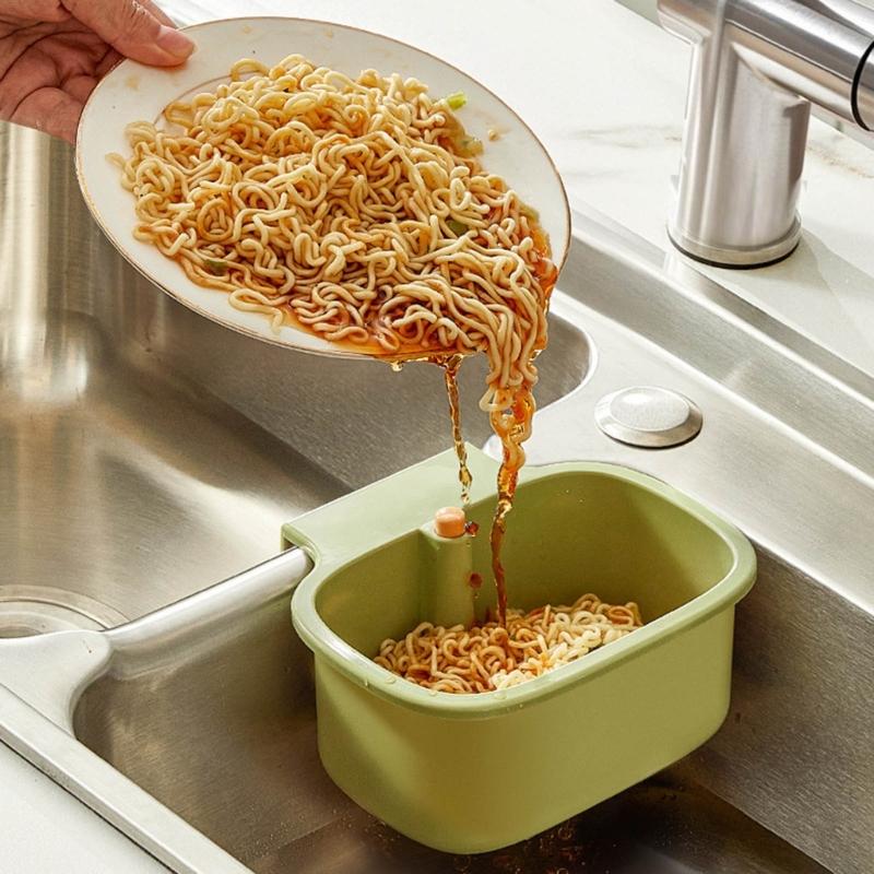 Space Efficient Sink Strainer Press Dumping Drain Basket Compacts Kitchen Storage Tray Plastic Food Catchers Organizers