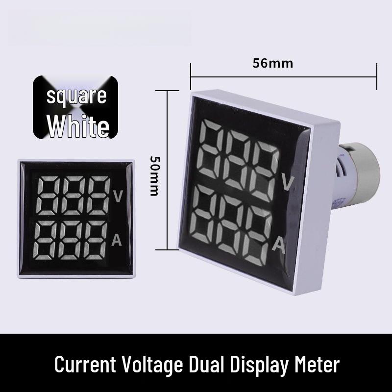22mm Dual Display LED Voltage Current Frequency Meter - Round/Square