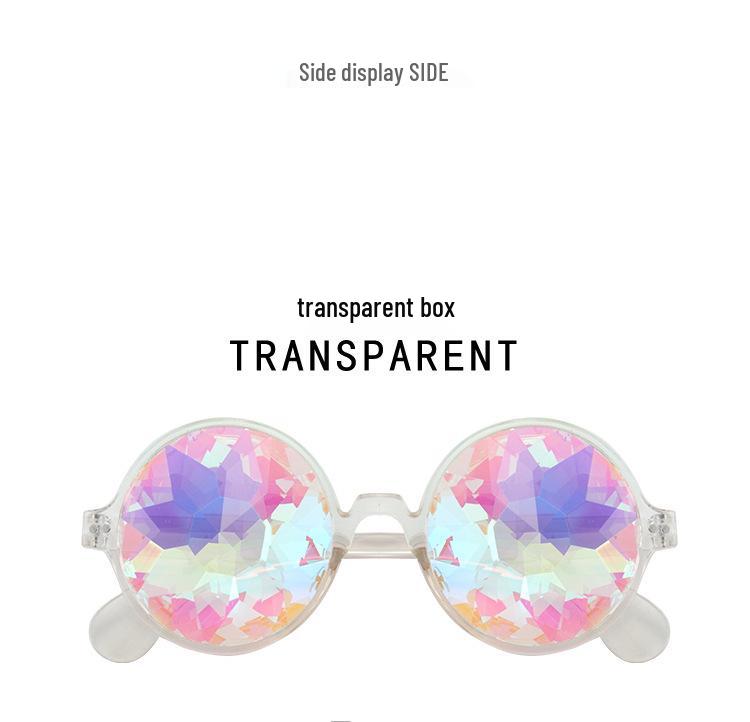 

Калейдоскопічні сонцезахисні окуляри-призми: Барвисті мозаїчні окуляри для концертів та костюмованого веселощів.