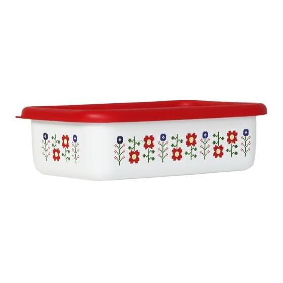 Fuji Enamel Misa Shallow Square Container M Red