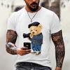 Men's T-shirt 2024 Summer New Round Neck Short Sleeved Bear 3D Printed Plus Size Top