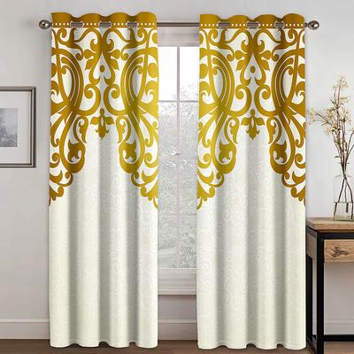 Luxury Golden Abstract Baroque Print Polyester Curtains for Bedroom Office Kitchen Living Room Home Decor Free Shipping 2Pieces