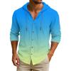 Men's Hooded T-shirt Gradient Color Cotton And Linen Men's Casual Long-sleeved Top