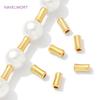 50/100pcs Spacer Beads For Jewelry 18K Gold Plated Brass Tube Beads,Separators For Beads,DIY Bracelets Necklace Making Supplies