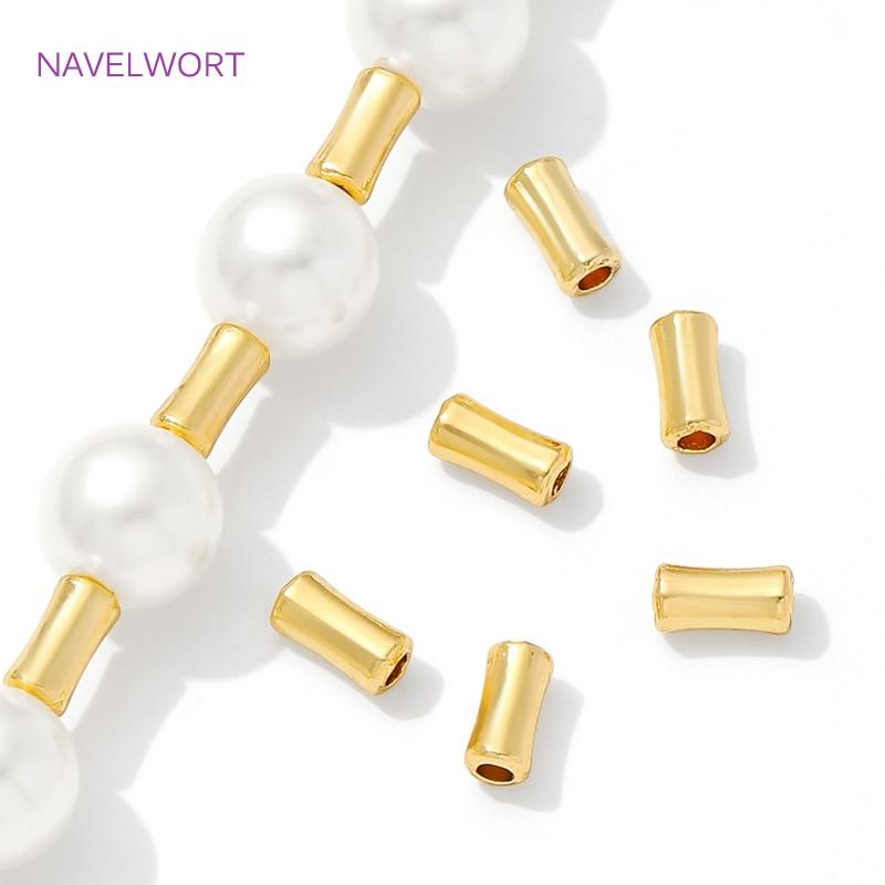 50/100pcs Spacer Beads For Jewelry 18K Gold Plated Brass Tube Beads,Separators For Beads,DIY Bracelets Necklace Making Supplies