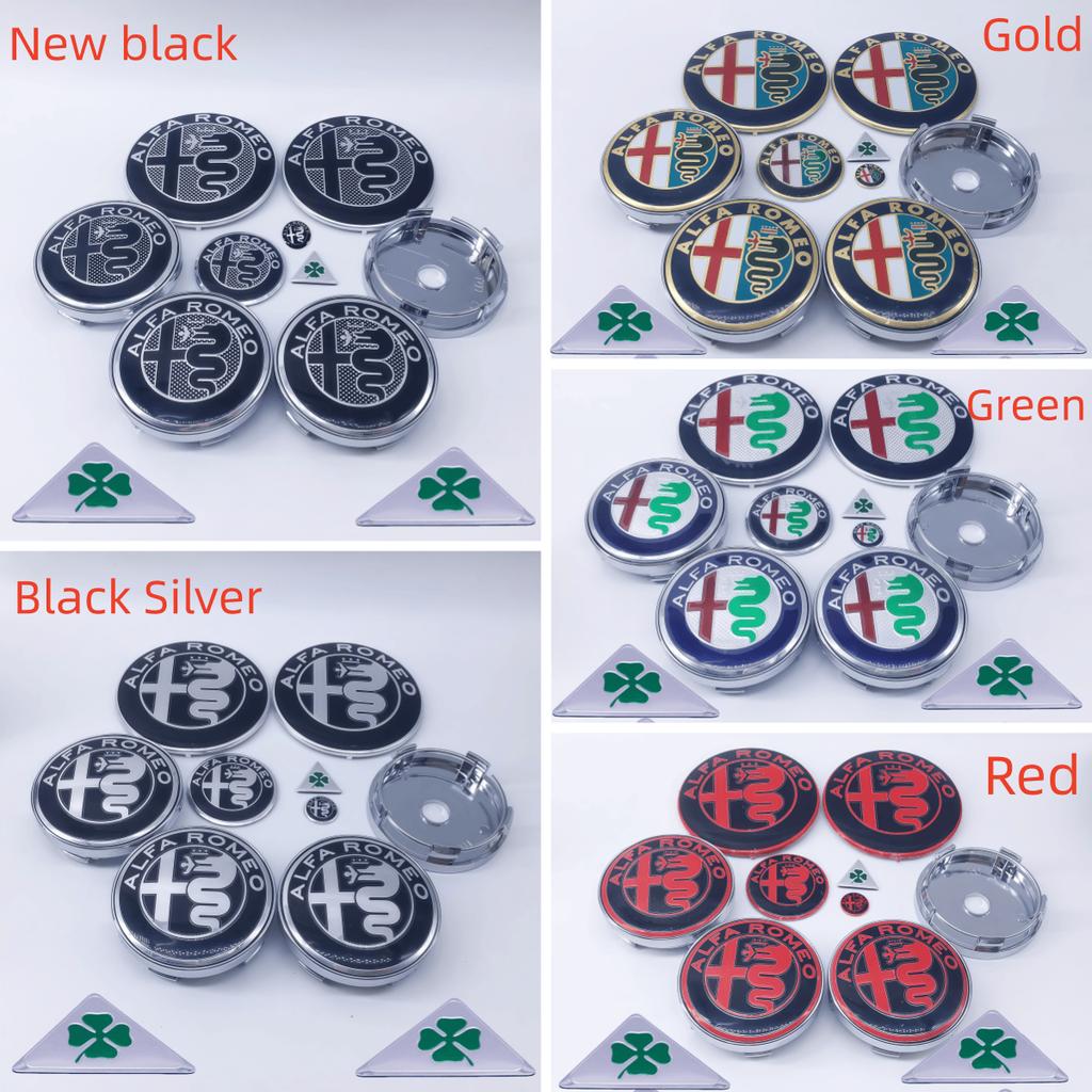 RCIZ5 11pcs 50mm 56mm 60mm Car Hood Trunk Steering Wheel Badge for Alfa Romeo Brera New Spider Giulietta Mito Giulia Wheel Center Cap