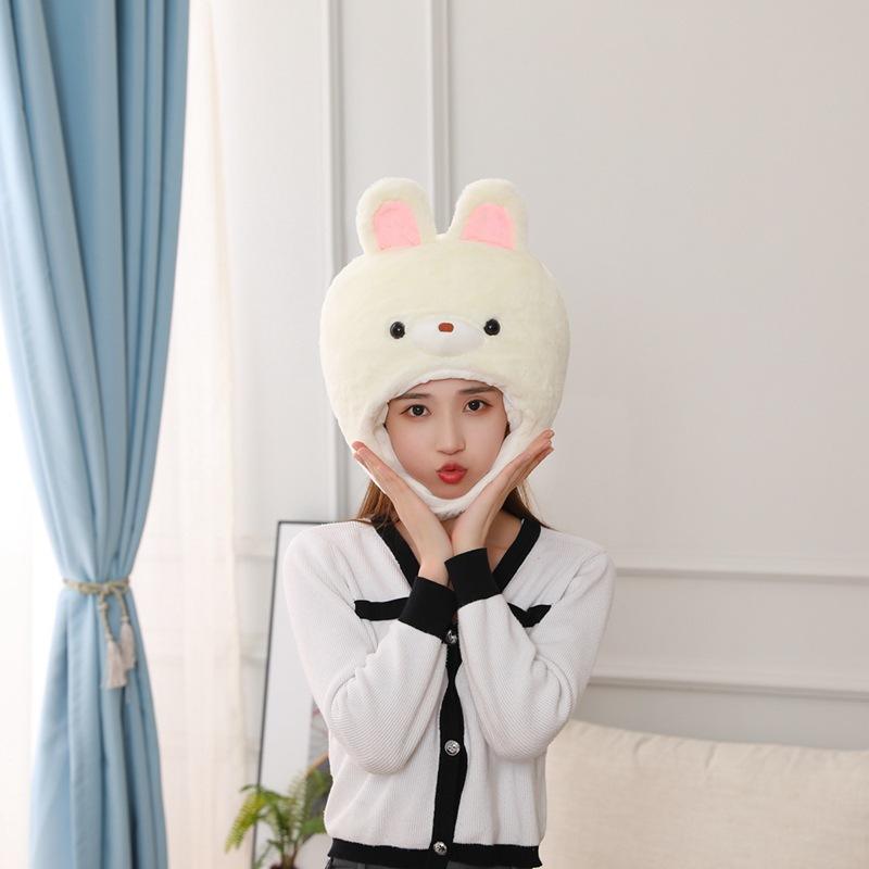 

Round short-eared rabbit hood hat, plush hood photo props photo props cartoon hood 35*33CM0.16kg