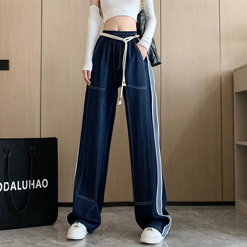 

Женские ретро полосатые джинсы с широкими штанинами - Осенняя коллекция, Свободный крой и Универсальный дизайн 2XL [135-150 lbs] темно-синий